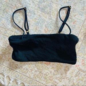 Black Ribbed Women's Swim Top